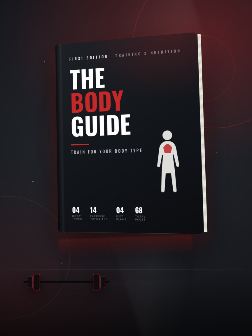 The Body Guide — 68-page body-type training and nutrition handbook. 4 body types, 14 exercise tutorials, 4 Indian diet plans. ₹99 launch price
